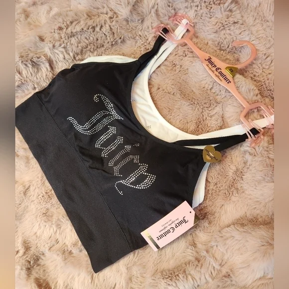 Juicy Couture Intimates Rhinestone Bra, 2 Pack, Black and White, New With Tags - Picture 8 of 9